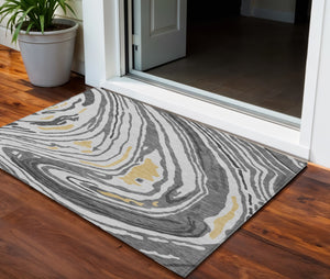 Homeroots 3' Durable Abstract Washable Area Rug For Indoor And Outdoor Spaces - Stylish And Stain Resistant 3' X 5' Polyester 601266