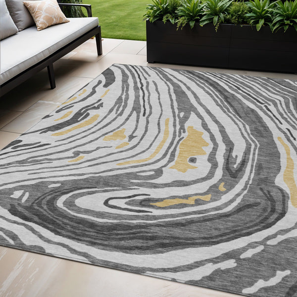 Homeroots 3' Durable Abstract Washable Area Rug For Indoor And Outdoor Spaces - Stylish And Stain Resistant 5' X 8' Polyester 601267