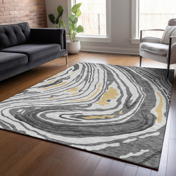 Homeroots 3' Durable Abstract Washable Area Rug For Indoor And Outdoor Spaces - Stylish And Stain Resistant 5' X 8' Polyester 601267