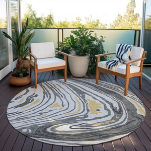 Homeroots 3' Durable Abstract Washable Area Rug For Indoor And Outdoor Spaces - Stylish And Stain Resistant 8' Round Polyester 601268