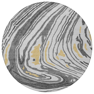 Homeroots 3' Durable Abstract Washable Area Rug For Indoor And Outdoor Spaces - Stylish And Stain Resistant 8' Round Polyester 601268