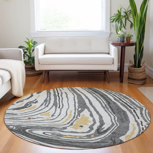 Homeroots 3' Durable Abstract Washable Area Rug For Indoor And Outdoor Spaces - Stylish And Stain Resistant 8' Round Polyester 601268
