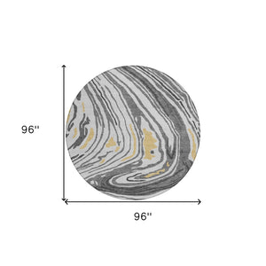 Homeroots 3' Durable Abstract Washable Area Rug For Indoor And Outdoor Spaces - Stylish And Stain Resistant 8' Round Polyester 601268