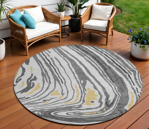 Homeroots 3' Durable Abstract Washable Area Rug For Indoor And Outdoor Spaces - Stylish And Stain Resistant 8' Round Polyester 601268