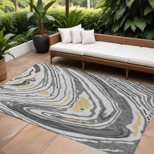 Homeroots 3' Durable Abstract Washable Area Rug For Indoor And Outdoor Spaces - Stylish And Stain Resistant 9' X 12' Polyester 601270