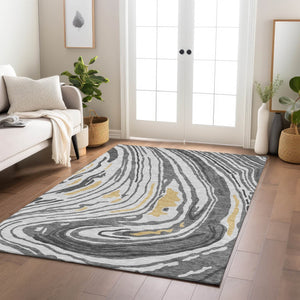 Homeroots 3' Durable Abstract Washable Area Rug For Indoor And Outdoor Spaces - Stylish And Stain Resistant 10' X 14' Polyester 601271