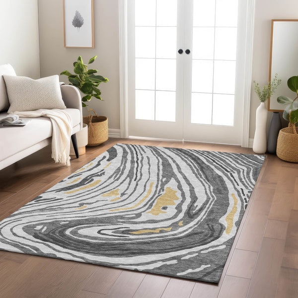 Homeroots 3' Durable Abstract Washable Area Rug For Indoor And Outdoor Spaces - Stylish And Stain Resistant 10' X 14' Polyester 601271