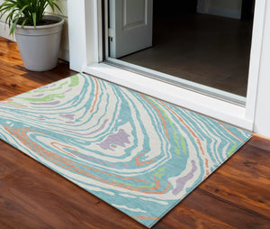 Homeroots 3' Durable Abstract Washable Area Rug For Indoor And Outdoor Spaces - Stylish And Stain Resistant 3' X 5' Polyester 601272