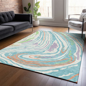 Homeroots 3' Durable Abstract Washable Area Rug For Indoor And Outdoor Spaces - Stylish And Stain Resistant 3' X 5' Polyester 601272