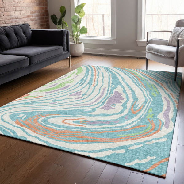 Homeroots 3' Durable Abstract Washable Area Rug For Indoor And Outdoor Spaces - Stylish And Stain Resistant 3' X 5' Polyester 601272