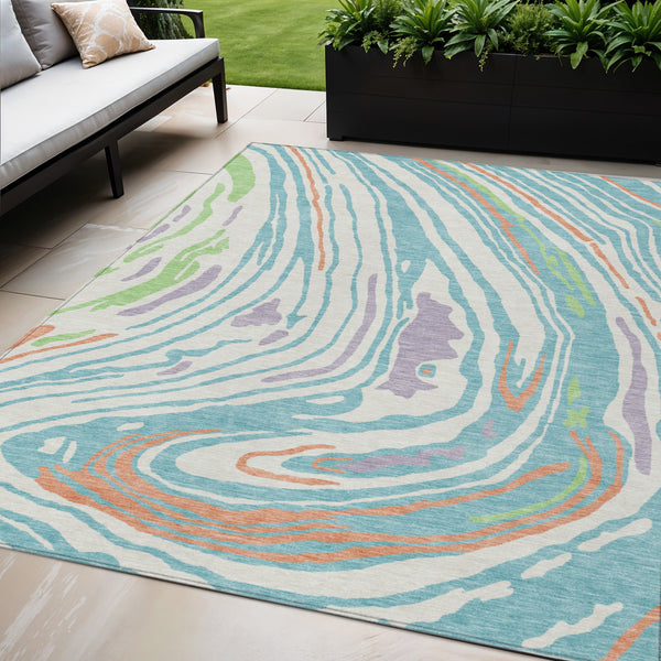 Homeroots 3' Durable Abstract Washable Area Rug For Indoor And Outdoor Spaces - Stylish And Stain Resistant 5' X 8' Polyester 601273