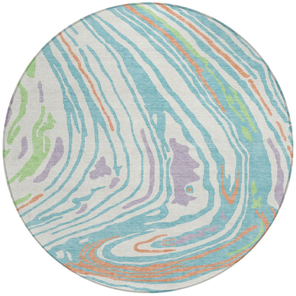 Homeroots 3' Durable Abstract Washable Area Rug For Indoor And Outdoor Spaces - Stylish And Stain Resistant 8' Round Polyester 601274