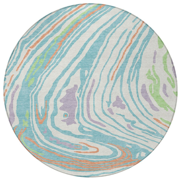 Homeroots 3' Durable Abstract Washable Area Rug For Indoor And Outdoor Spaces - Stylish And Stain Resistant 8' Round Polyester 601274