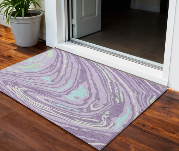 Homeroots 3' Durable Abstract Washable Area Rug For Indoor And Outdoor Spaces - Stylish And Stain Resistant 3' X 5' Polyester 601278