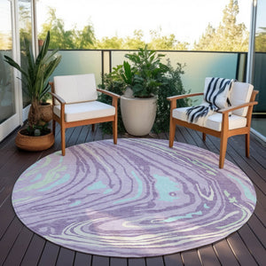 Homeroots 3' Durable Abstract Washable Area Rug For Indoor And Outdoor Spaces - Stylish And Stain Resistant 8' Round Polyester 601280