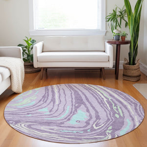 Homeroots 3' Durable Abstract Washable Area Rug For Indoor And Outdoor Spaces - Stylish And Stain Resistant 8' Round Polyester 601280