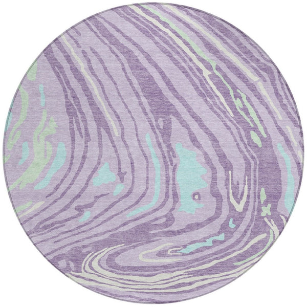 Homeroots 3' Durable Abstract Washable Area Rug For Indoor And Outdoor Spaces - Stylish And Stain Resistant 8' Round Polyester 601280