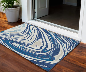 Homeroots 3' Durable Abstract Washable Area Rug For Indoor And Outdoor Spaces - Stylish And Stain Resistant 3' X 5' Polyester 601284