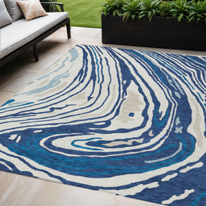 Homeroots 3' Durable Abstract Washable Area Rug For Indoor And Outdoor Spaces - Stylish And Stain Resistant 5' X 8' Polyester 601285