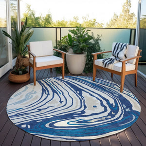 Homeroots 3' Durable Abstract Washable Area Rug For Indoor And Outdoor Spaces - Stylish And Stain Resistant 8' Round Polyester 601286