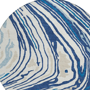 Homeroots 3' Durable Abstract Washable Area Rug For Indoor And Outdoor Spaces - Stylish And Stain Resistant 8' Round Polyester 601286