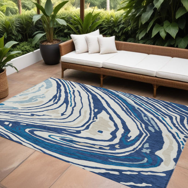 Homeroots 3' Durable Abstract Washable Area Rug For Indoor And Outdoor Spaces - Stylish And Stain Resistant 10' X 14' Polyester 601289