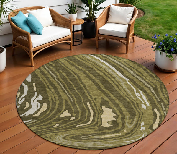 Homeroots 3' Durable Abstract Washable Area Rug For Indoor And Outdoor Spaces - Stylish And Stain Resistant 8' Round Polyester 601292