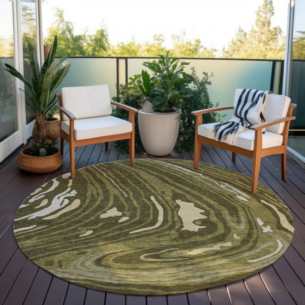 Homeroots 3' Durable Abstract Washable Area Rug For Indoor And Outdoor Spaces - Stylish And Stain Resistant 8' Round Polyester 601292