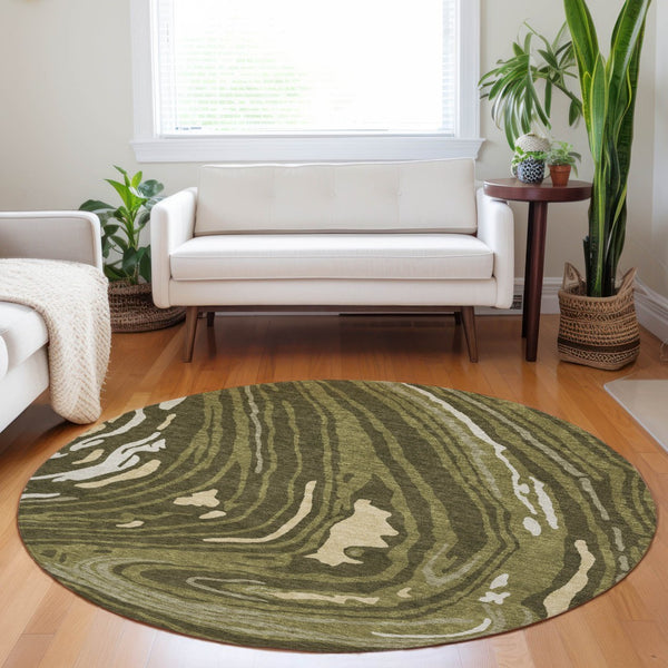 Homeroots 3' Durable Abstract Washable Area Rug For Indoor And Outdoor Spaces - Stylish And Stain Resistant 8' Round Polyester 601292