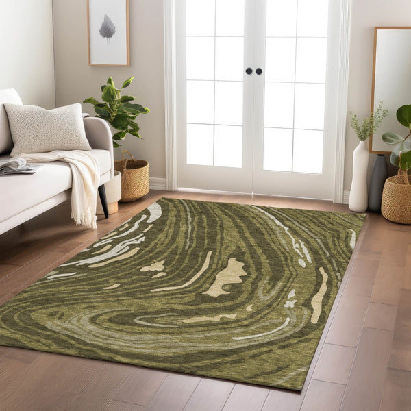 Homeroots 3' Durable Abstract Washable Area Rug For Indoor And Outdoor Spaces - Stylish And Stain Resistant 8' X 10' Polyester 601293