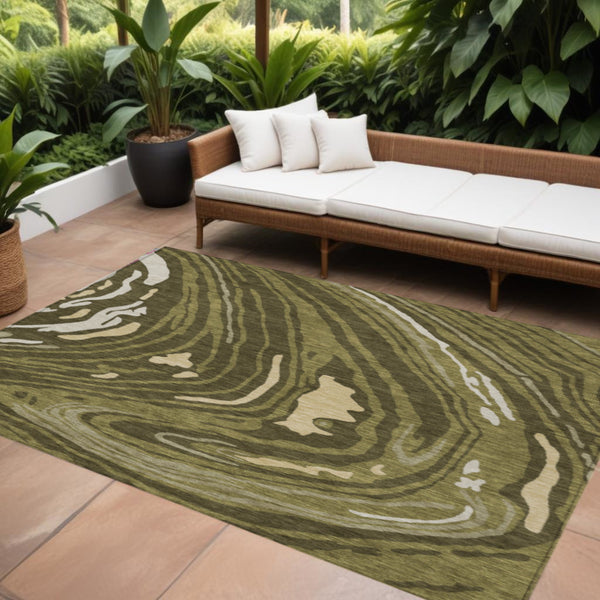 Homeroots 3' Durable Abstract Washable Area Rug For Indoor And Outdoor Spaces - Stylish And Stain Resistant 10' X 14' Polyester 601295