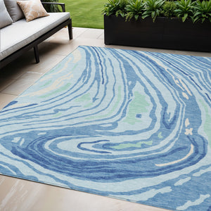 Homeroots 3' Durable Abstract Washable Area Rug For Indoor And Outdoor Spaces - Stylish And Stain Resistant 5' X 8' Polyester 601297
