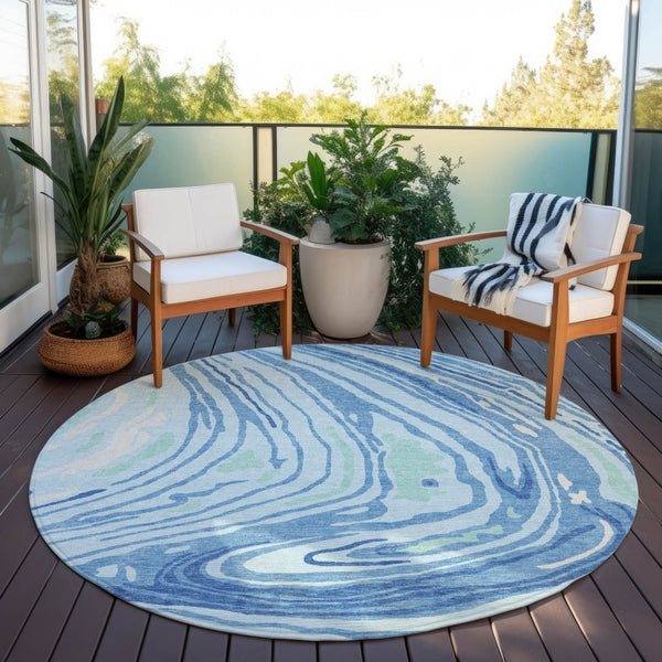Homeroots 3' Durable Abstract Washable Area Rug For Indoor And Outdoor Spaces - Stylish And Stain Resistant 8' Round Polyester 601298