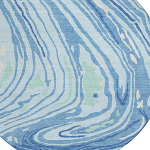 Homeroots 3' Durable Abstract Washable Area Rug For Indoor And Outdoor Spaces - Stylish And Stain Resistant 8' Round Polyester 601298