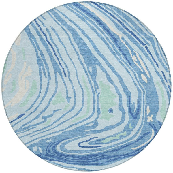 Homeroots 3' Durable Abstract Washable Area Rug For Indoor And Outdoor Spaces - Stylish And Stain Resistant 8' Round Polyester 601298