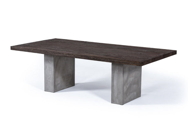 VIG Furniture Renzo Heritage Oak Top With Dark Grey Concrete Base Dining Table, 94" Seats 8–10, Durable Finish VGGRRENZO-94