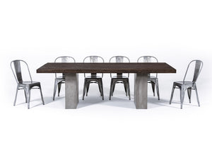 VIG Furniture Renzo Heritage Oak Top With Dark Grey Concrete Base Dining Table, 94" Seats 8–10, Durable Finish VGGRRENZO-94