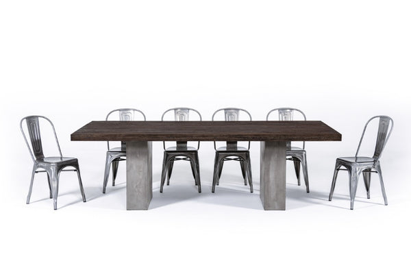 VIG Furniture Renzo Heritage Oak Top With Dark Grey Concrete Base Dining Table, 94" Seats 8–10, Durable Finish VGGRRENZO-94