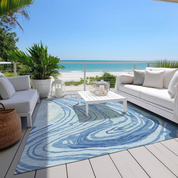 Homeroots 3' Durable Abstract Washable Area Rug For Indoor And Outdoor Spaces - Stylish And Stain Resistant 9' X 12' Polyester 601300