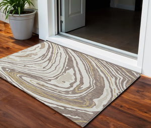 Homeroots 3' Durable Abstract Washable Area Rug For Indoor And Outdoor Spaces - Stylish And Stain Resistant 3' X 5' Polyester 601302