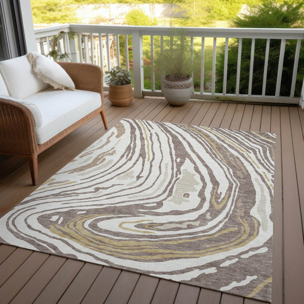 Homeroots 3' Durable Abstract Washable Area Rug For Indoor And Outdoor Spaces - Stylish And Stain Resistant 3' X 5' Polyester 601302