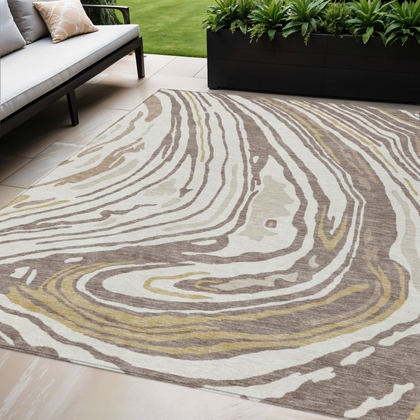 Homeroots 3' Durable Abstract Washable Area Rug For Indoor And Outdoor Spaces - Stylish And Stain Resistant 5' X 8' Polyester 601303