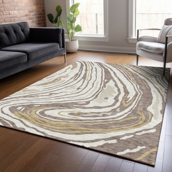 Homeroots 3' Durable Abstract Washable Area Rug For Indoor And Outdoor Spaces - Stylish And Stain Resistant 5' X 8' Polyester 601303