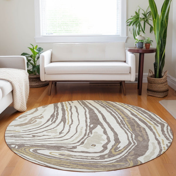 Homeroots 3' Durable Abstract Washable Area Rug For Indoor And Outdoor Spaces - Stylish And Stain Resistant 8' Round Polyester 601304