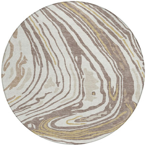 Homeroots 3' Durable Abstract Washable Area Rug For Indoor And Outdoor Spaces - Stylish And Stain Resistant 8' Round Polyester 601304