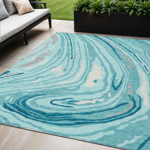 Homeroots 3' Durable Abstract Washable Area Rug For Indoor And Outdoor Spaces - Stylish And Stain Resistant 5' X 8' Polyester 601309