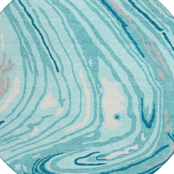 Homeroots 3' Durable Abstract Washable Area Rug For Indoor And Outdoor Spaces - Stylish And Stain Resistant 8' Round Polyester 601310