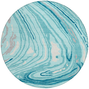 Homeroots 3' Durable Abstract Washable Area Rug For Indoor And Outdoor Spaces - Stylish And Stain Resistant 8' Round Polyester 601310