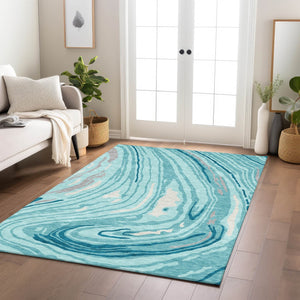 Homeroots 3' Durable Abstract Washable Area Rug For Indoor And Outdoor Spaces - Stylish And Stain Resistant 8' X 10' Polyester 601311