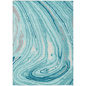 HomeRoots 9' X 12' Modern Abstract Turquoise and Gray Washable Area Rug for Indoor/Outdoor Style & Durability 601312